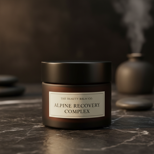 Alpine Recovery Complex luxury amber jar by The Beauty Balm Co.